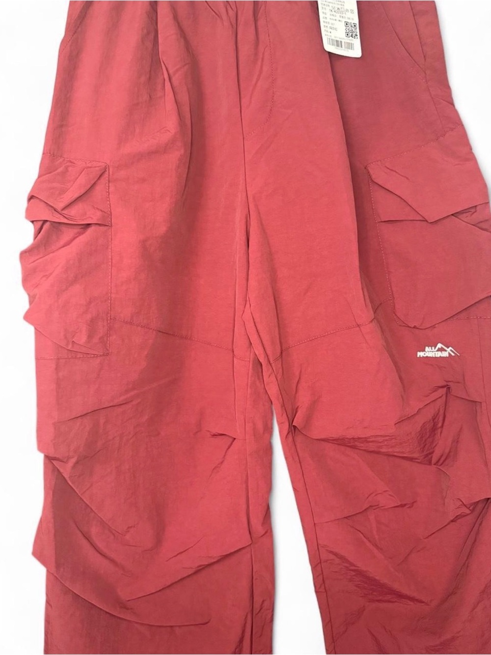 Women's Wide Leg Cargo Pants in Deep Red - Picture 3 of 6